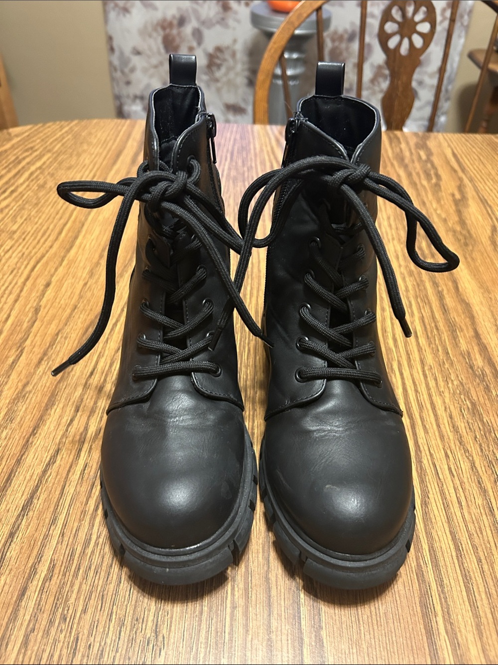 Buckle Black Lace-Up Kids Ankle Boots